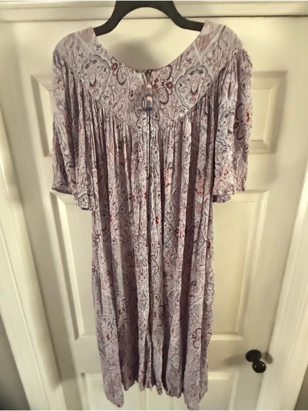 Go Softly Patio Dress Womens XL Purple 100% Rayon Aztec Muu Muu Caftan India